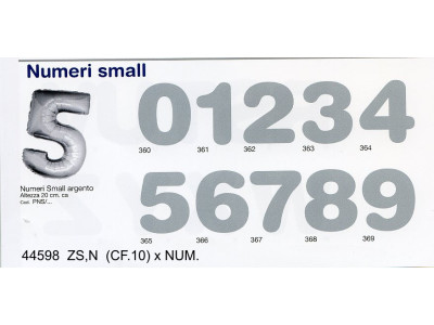 Sud Arca Snc NUMERI ARGENTO SMALL 10PZ.