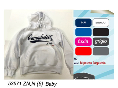 Sud Arca Snc FELPA BABY C/CAP. SCRITTA LOC.