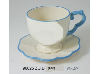 Sud Arca Snc TAZZA C/PIATTINO BIA-AZZ.